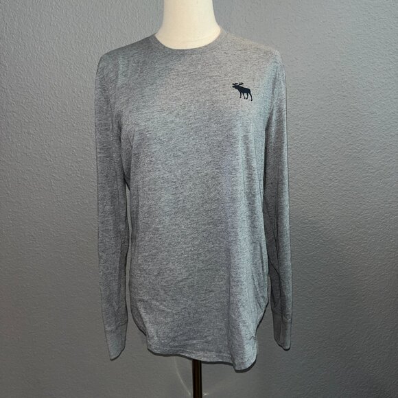 Y2K A&F ABERCROMBIE & FITCH SPELL OUT MOOSE LONG SLEEVE TEE - GRAY  ADULT SMALL - Picture 3 of 9